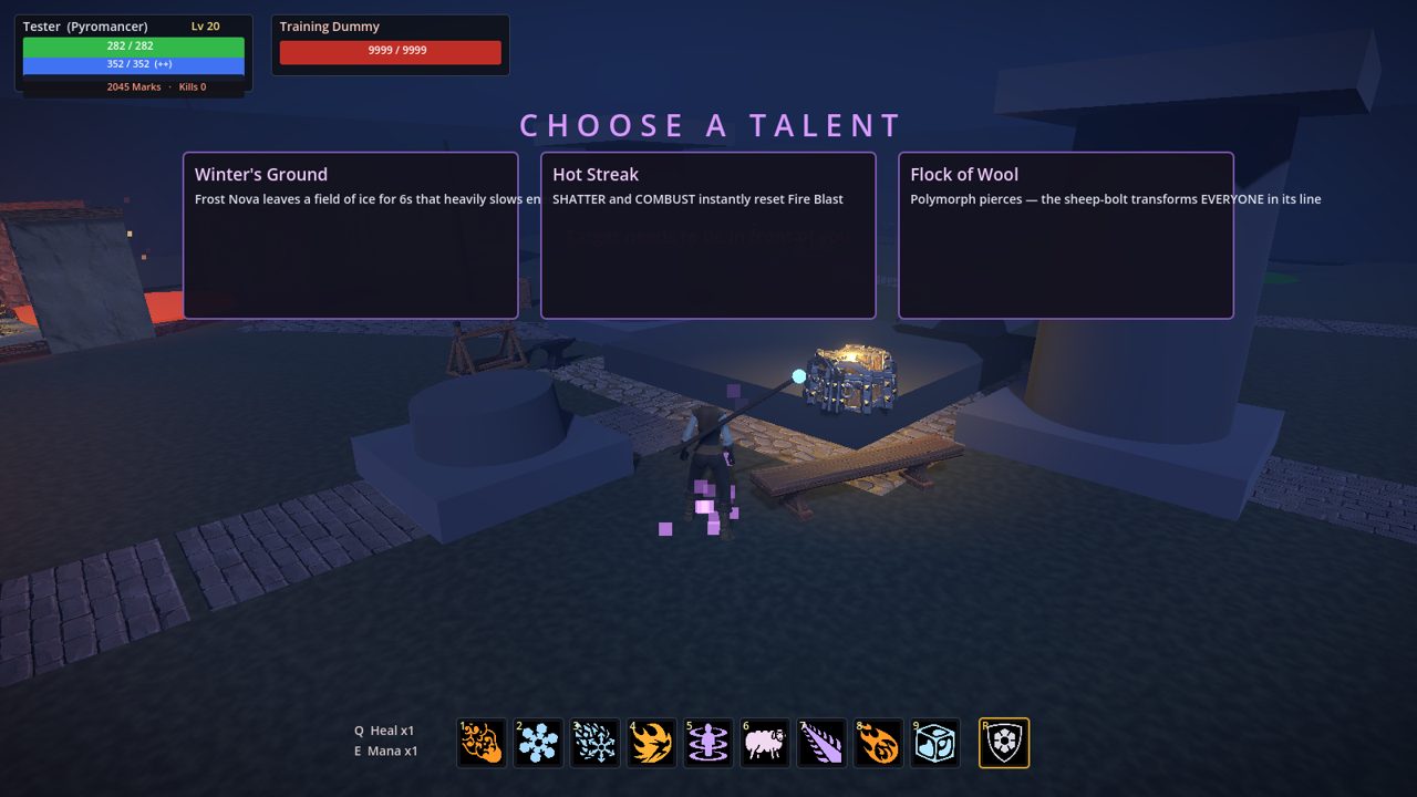 A telegraphed attack painting the arena floor mid-fight
